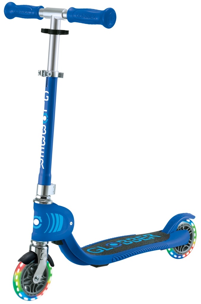 SCOOTER GLOBBER FLOW FOLDABLE JUNIOR LIGHTS BLUE