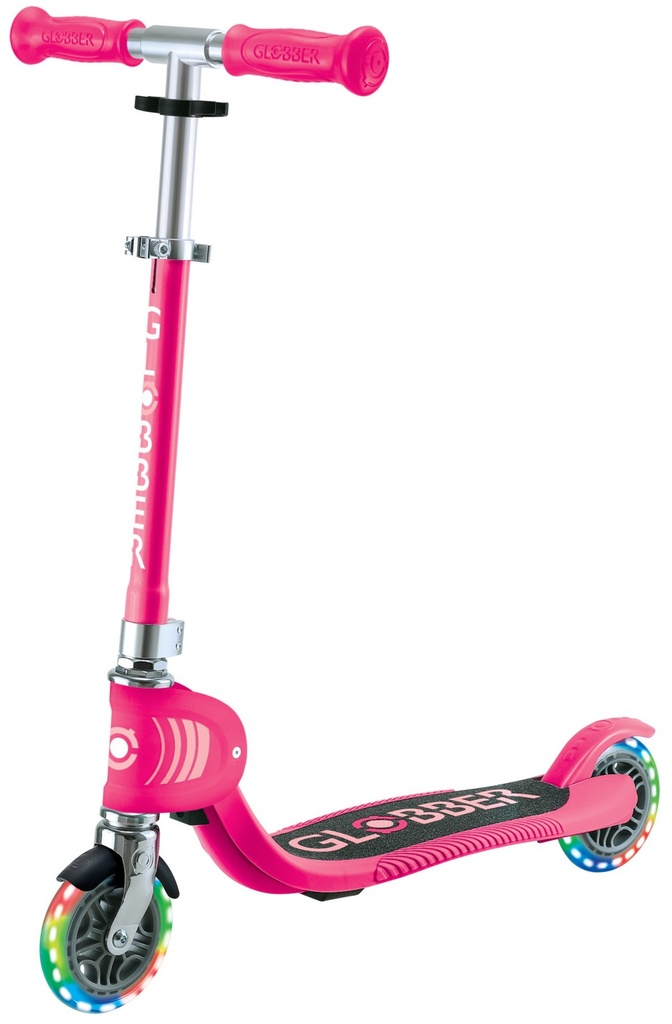 SCOOTER GLOBBER FLOW FOLDABLE JUNIOR LIGHTS PINK