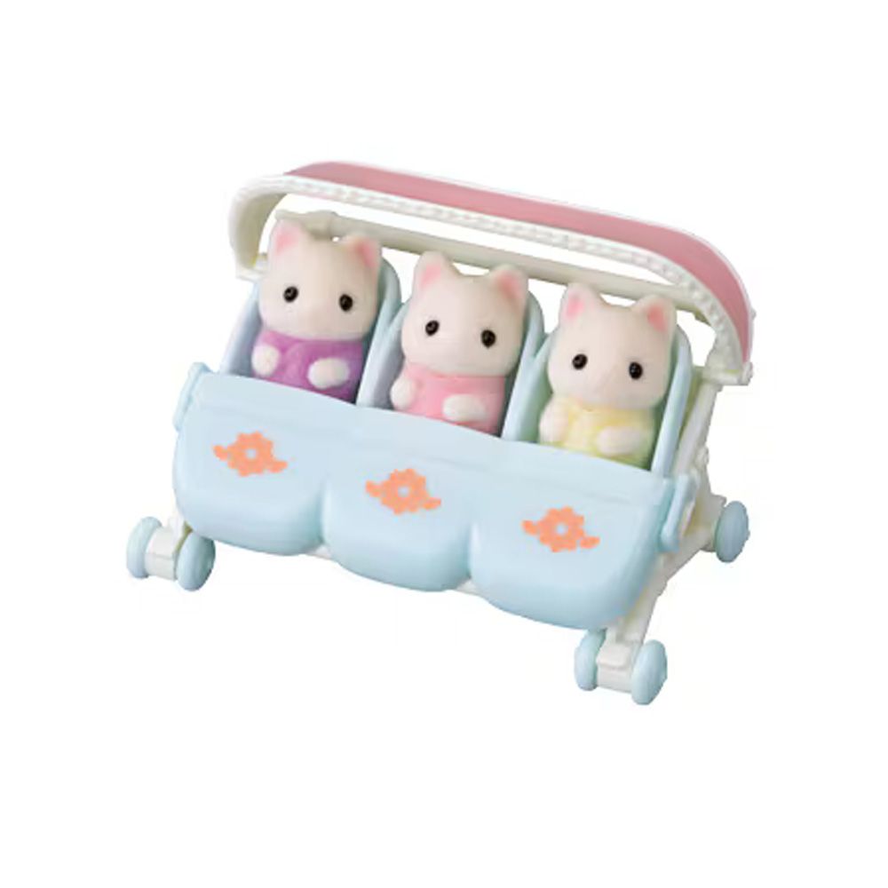 SYLVANIAN FAMILIES FLORAL CAT TRIPLETS & STROLLER