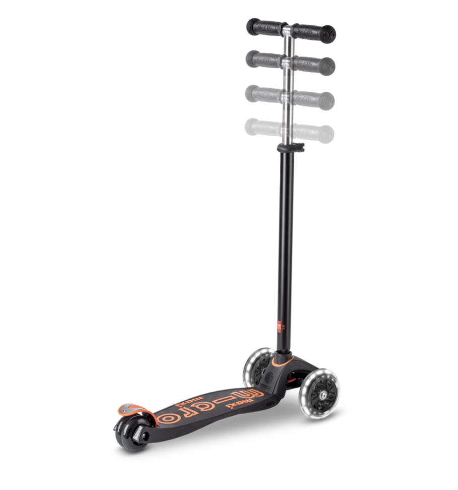 SCOOTER MICRO MAXI DELUXE BLACK-ORANGE LED
