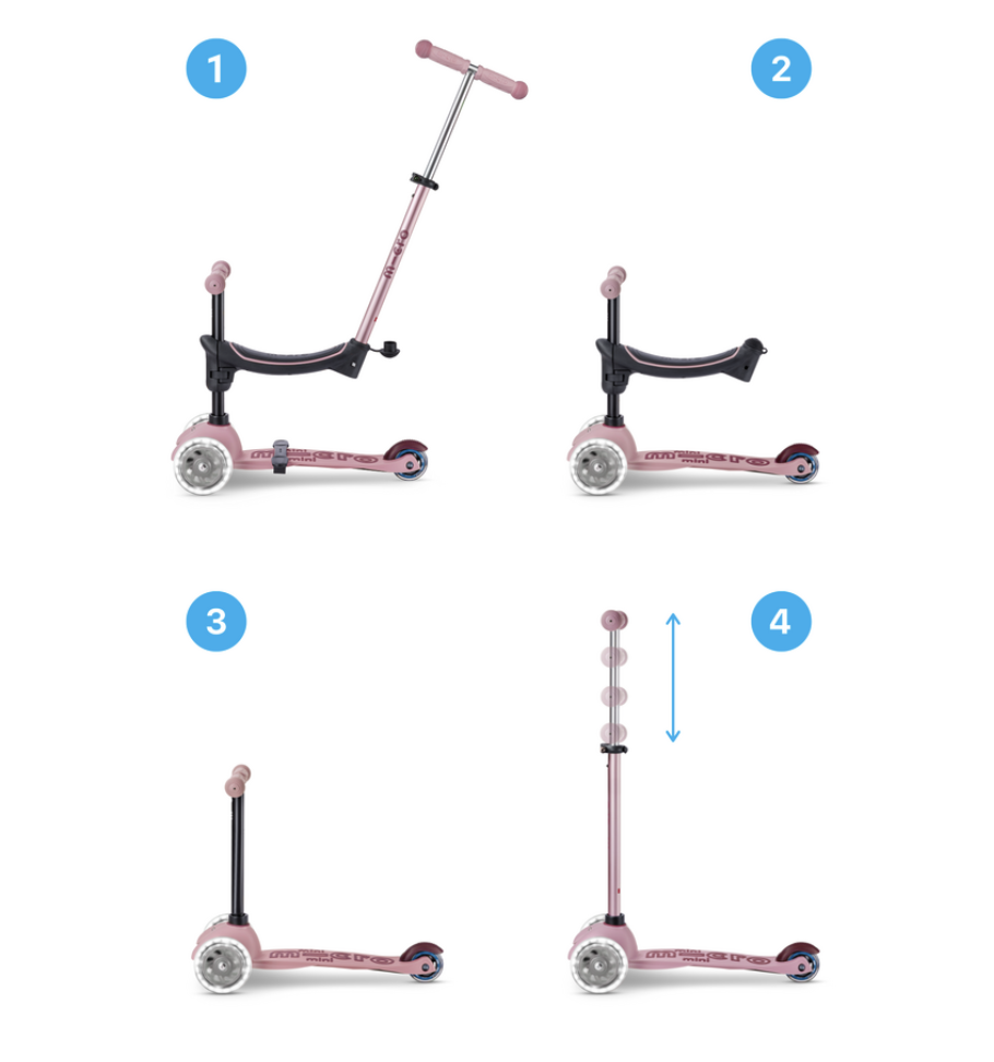 SCOOTER MICRO MINI2GROW DELUXE LED 2.0 DUSTY ROSE
