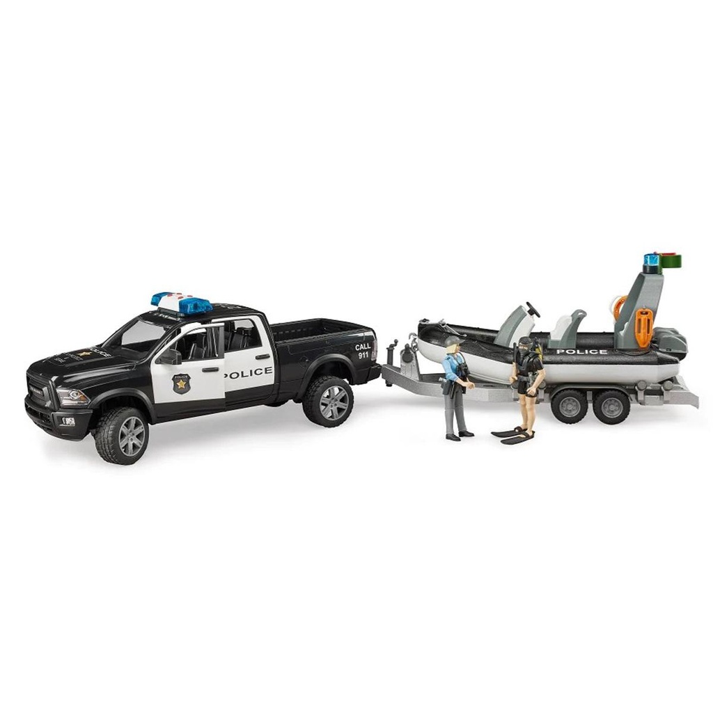 BRUDER RAM 2500 POLICE TRUCK + POLICE BOAT 2507