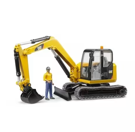 BRUDER CAT MNI EXCAVATOR AND WORKER 2466