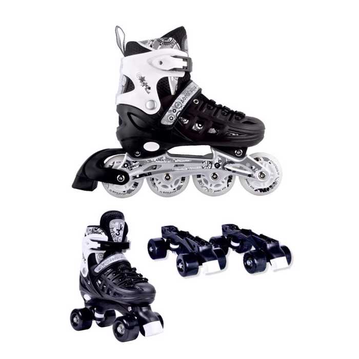 IN LINE SKATES 2 IN 1 BLACK SIZE 31-34