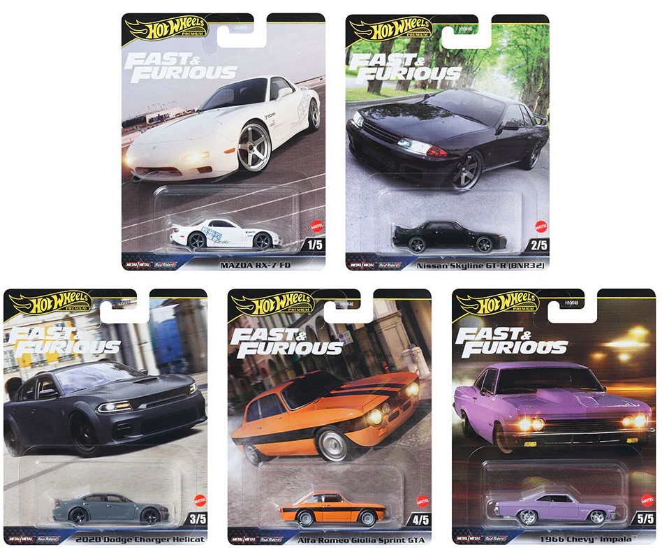 HOT WHEELS FAST AND FURIOUS SET OF 5