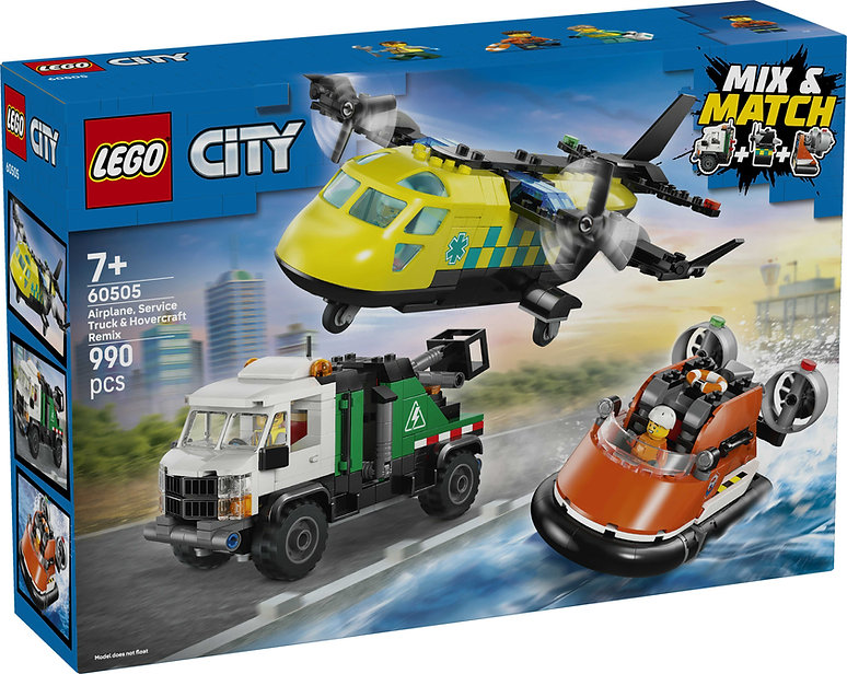 LEGO 60505 AIRPLANE, SERVICE TRUCK &
HOVERCRAFT REMIX