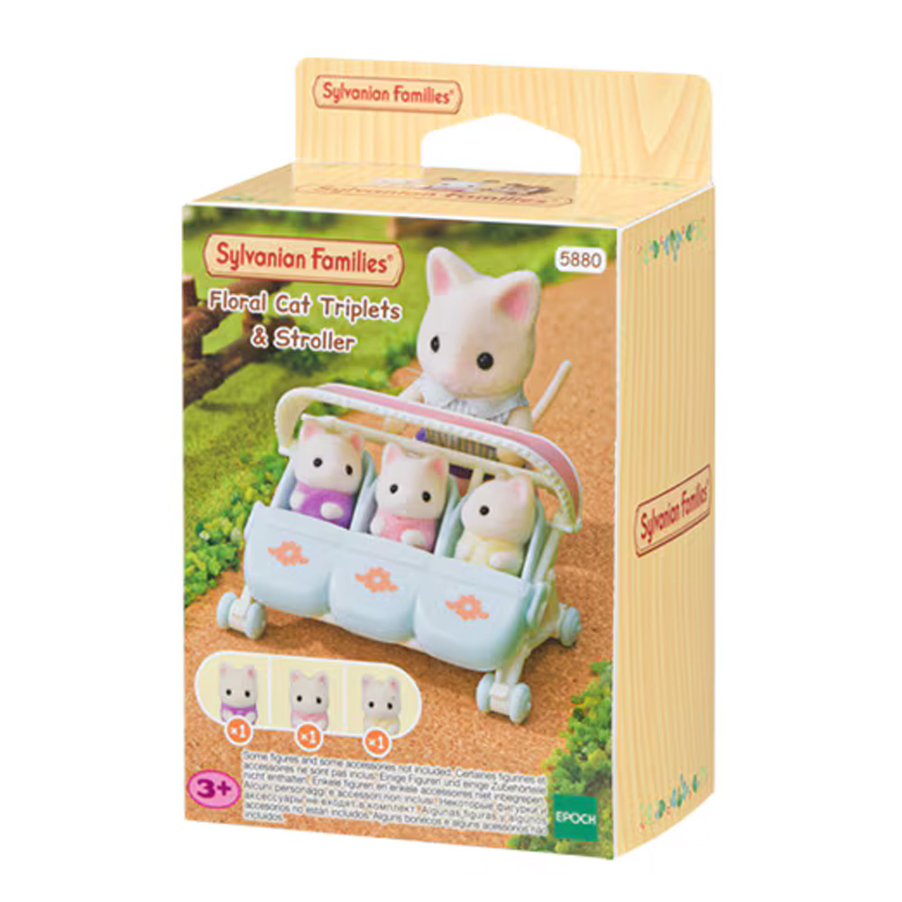 SYLVANIAN FAMILIES FLORAL CAT TRIPLETS & STROLLER