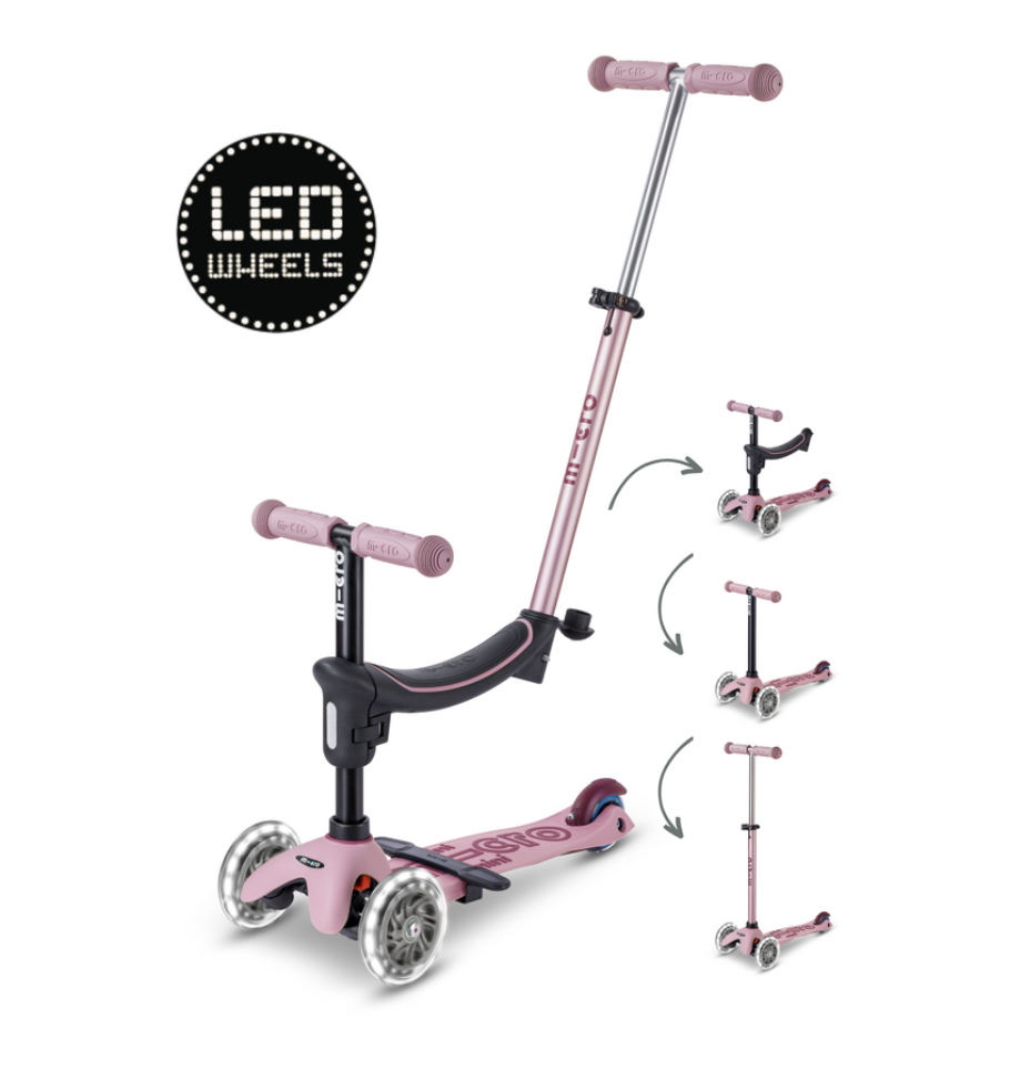 SCOOTER MICRO MINI2GROW DELUXE LED 2.0 DUSTY ROSE