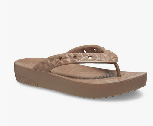 CROCS CLASSIC PLATFORM GEOMETRIC FLIP LATTE 209565-2Q9