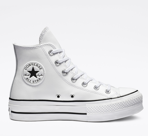 CONVERSE 561676 PLATFORM LEATHER HI WHITE