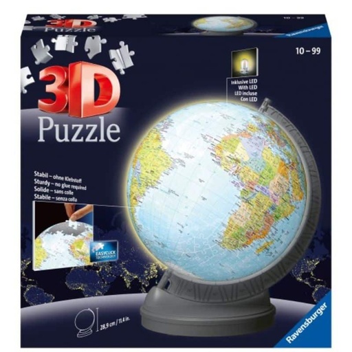 R/B 3D PUZZLE GLOBE WITH LIGHT